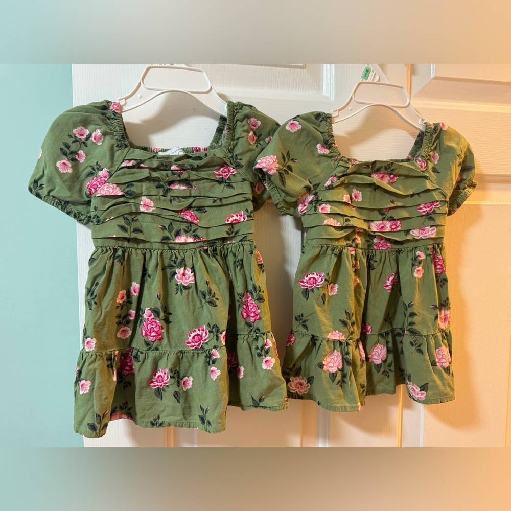 TWIN BUNDLE / The Children's Place Green Dress with Pink Flowers 🌸 9-12 Months